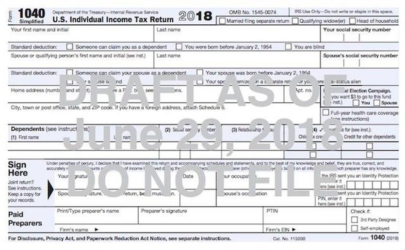 Sneak Peak at New Postcard Size IRS Tax Form